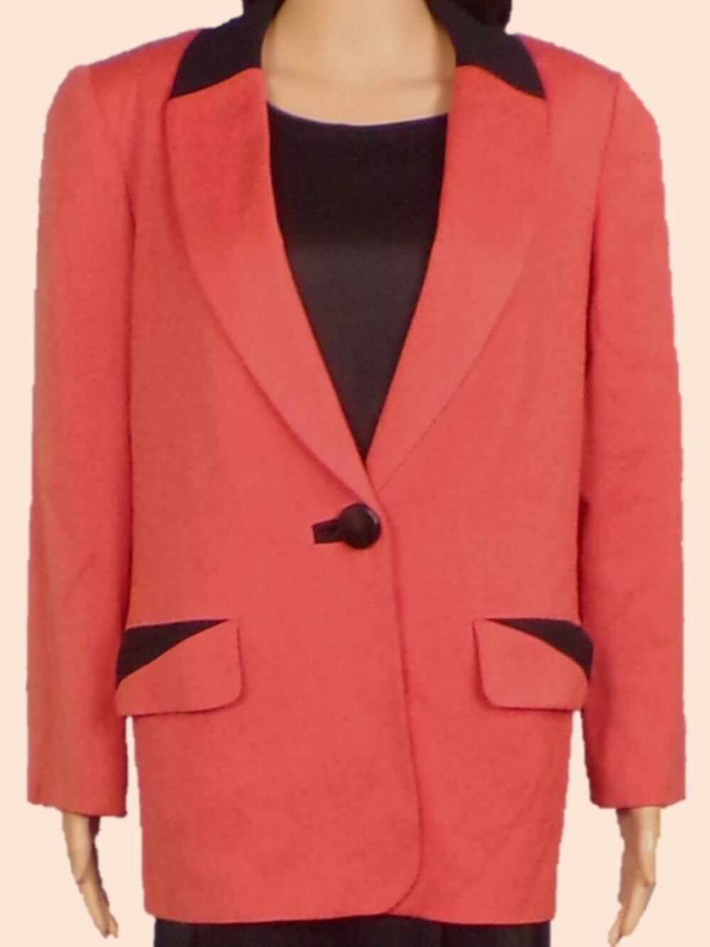 DAVID HAYES for SAKS FIFTH AVENUE size 10 orange/black blazer 100% wool DC only